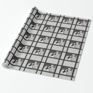 Papel de embrulho de presente de casamento com fot