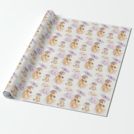 Papel de embrulho de presente de cavalo floral rox