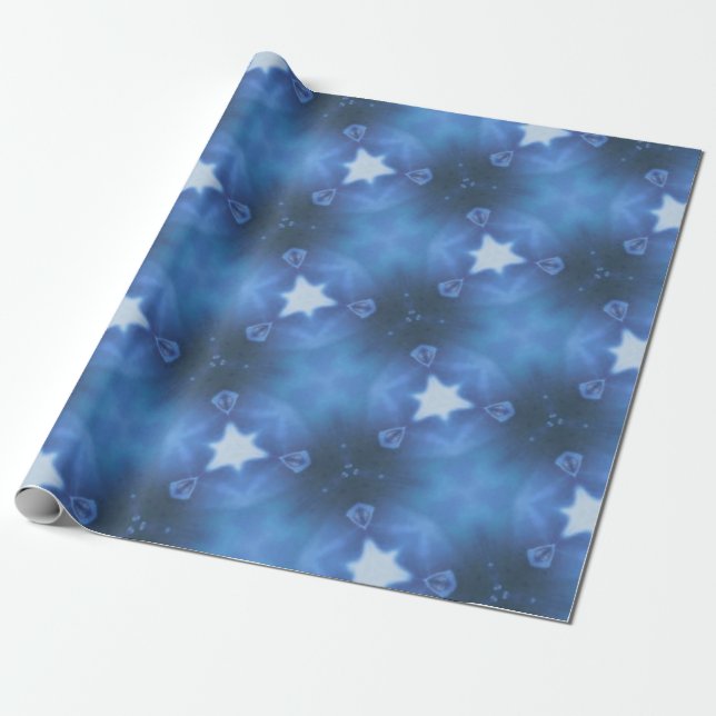 Papel de embrulho de presente de estrela azul (Desenrolado)