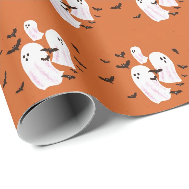 Papel de embrulho de presente de Halloween Fantasm (Ponta do rolo)