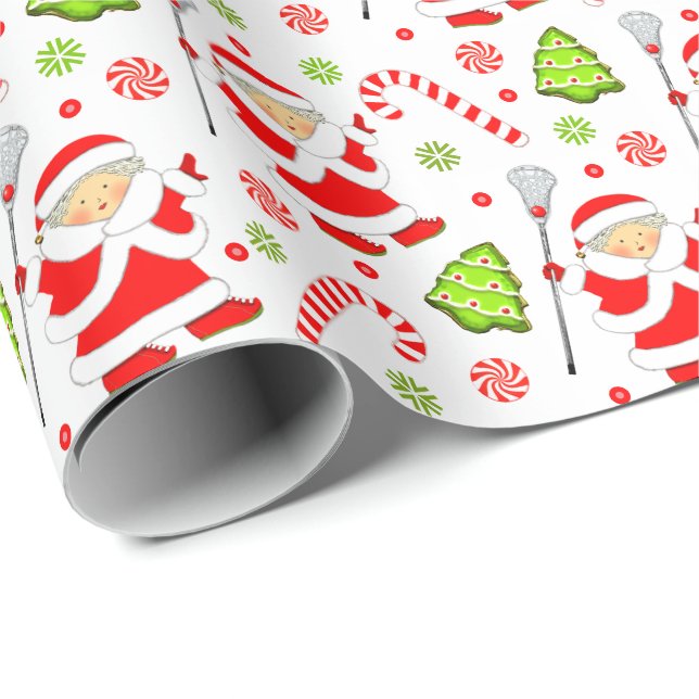 Papel de embrulho de presente de lacrosse de Natal (Ponta do rolo)