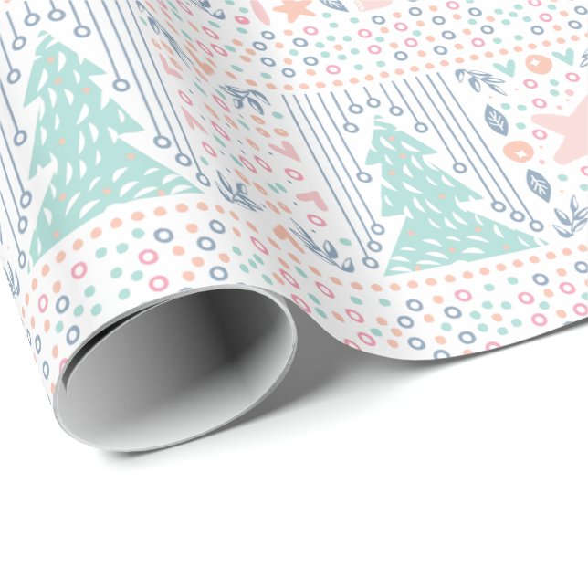 Papel de embrulho de presente de Natal bonito rosa (Ponta do rolo)