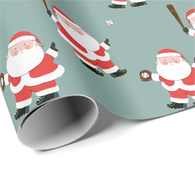 Papel de embrulho de presente de Natal de beisebol (Ponta do rolo)