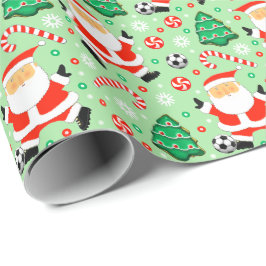 Papel de embrulho de presente de Natal de futebol