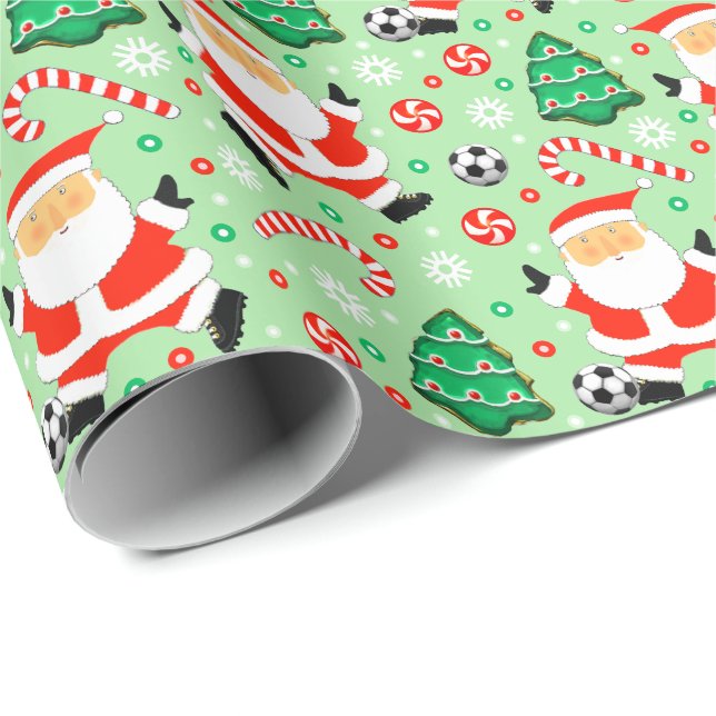 Papel de embrulho de presente de Natal de futebol (Ponta do rolo)