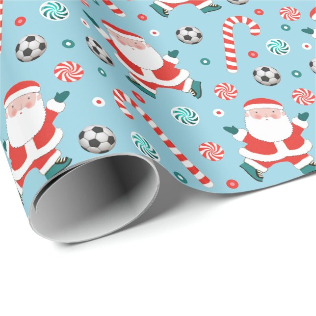 Papel de embrulho de presente de Natal de futebol (Ponta do rolo)