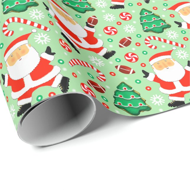 Papel de embrulho de presente de Natal de futebol (Ponta do rolo)