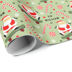 Papel de embrulho de presente de Natal de skate