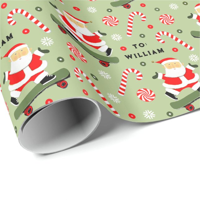 Papel de embrulho de presente de Natal de skate (Ponta do rolo)