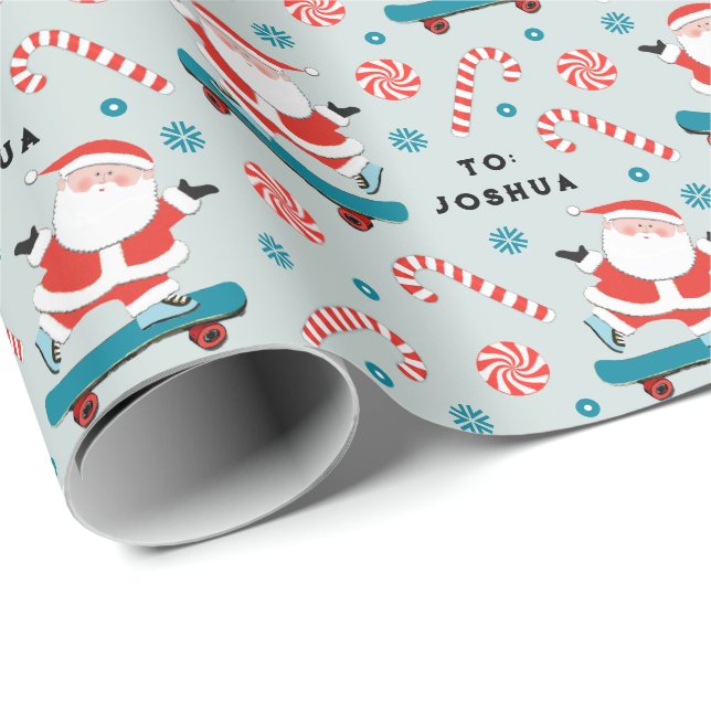 Papel de embrulho de presente de Natal de skate (Ponta do rolo)