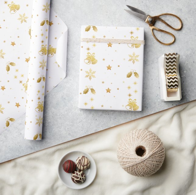 Papel de embrulho de presente de Natal em Ouro Ele (Artesanato)