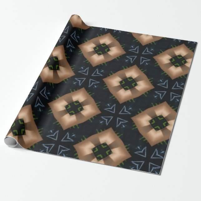 papel de embrulho de presente de padrão azul (Desenrolado)