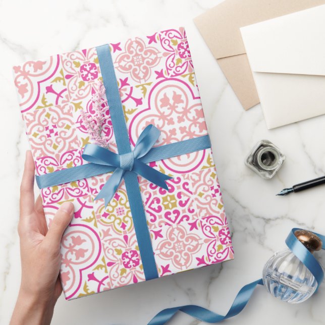 Papel de embrulho de presente de padrão de azulejo (Presentear)