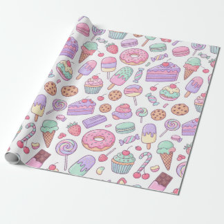 Papel de embrulho de presente de sobremesa pastel