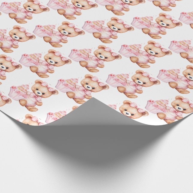 Papel de embrulho de presente de ursinho de pelúci (Ponta)
