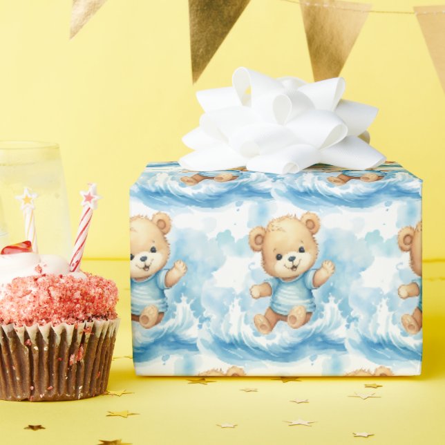 Papel de embrulho de presente de ursinho de pelúci (Festa de aniversário)