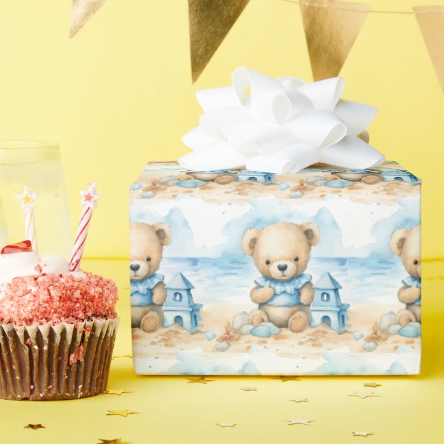 Papel de embrulho de presente de ursinho de pelúci (Festa de aniversário)