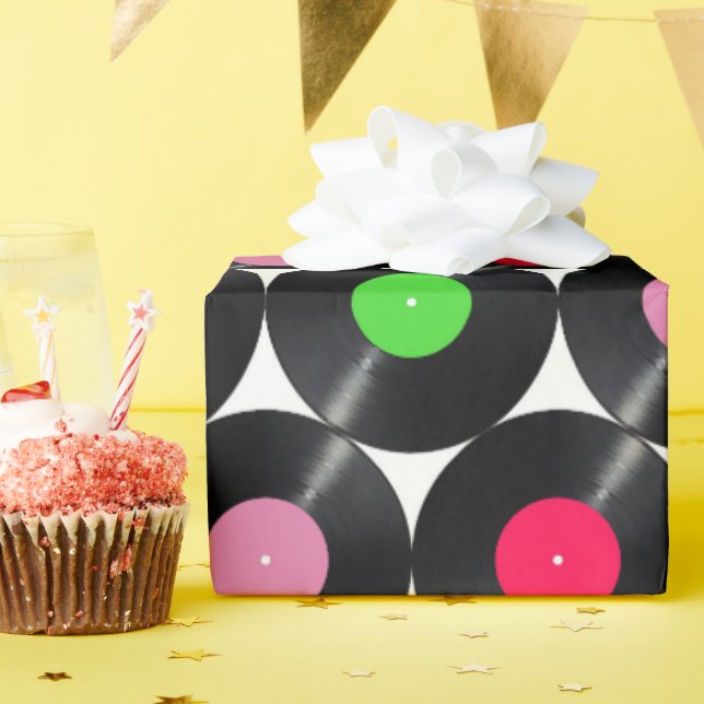 Papel de embrulho de presente de vinil de disco re (Festa de aniversário)