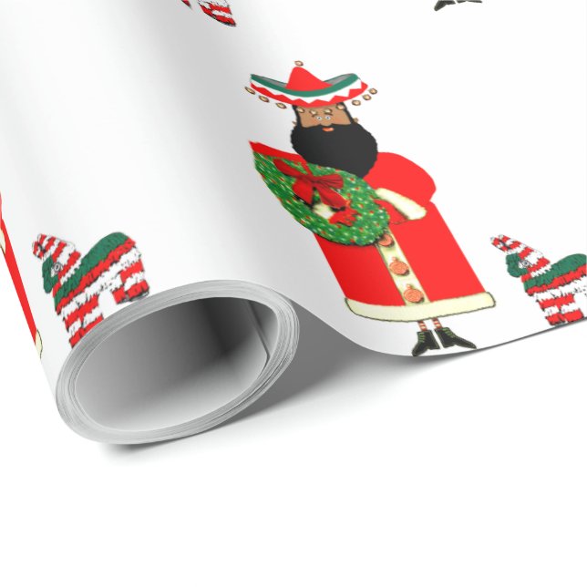 Papel de embrulho de presente do Papai Noel mexica (Ponta do rolo)