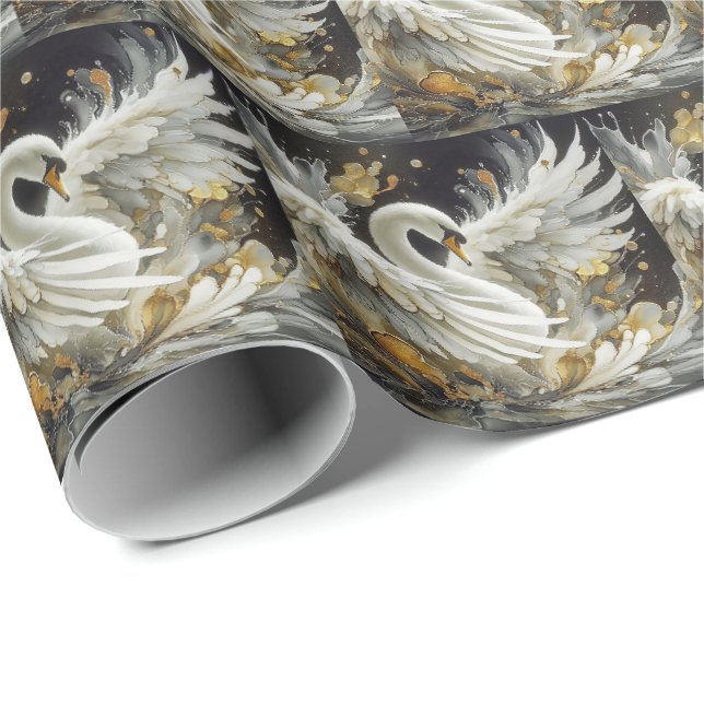 Papel de embrulho de presente Elegant Swan (Ponta do rolo)