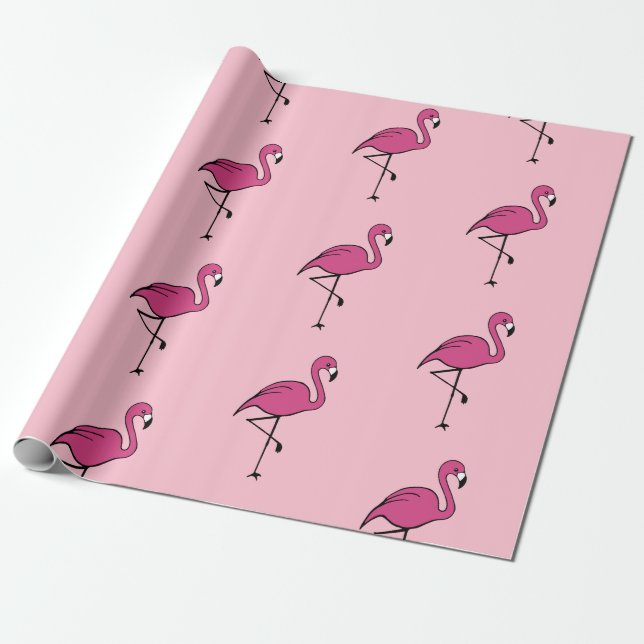 Papel de embrulho de presente Flamingo Rosa Brilha (Desenrolado)
