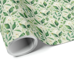 Papel de embrulho de presente floral de verde botâ