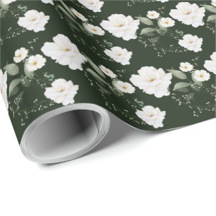 Papel de embrulho de presente floral preto com ros