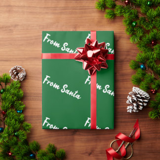 Papel de embrulho de presente From Santa Green