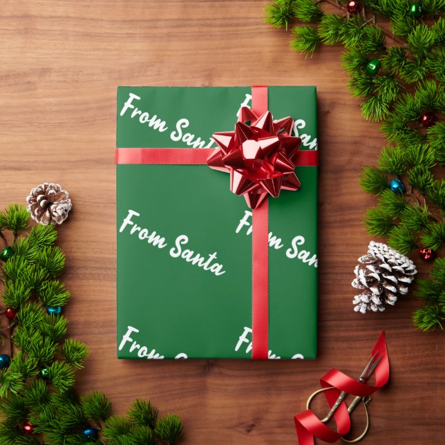 Papel de embrulho de presente From Santa Green (Presente de Natal)