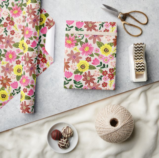 Papel de embrulho de presente Jardim Floral Primav (Artesanato)