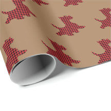 Papel de embrulho de presente Plaid Scottie Dog Sc