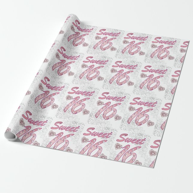 Papel de embrulho de presente Sweet 16 (Desenrolado)