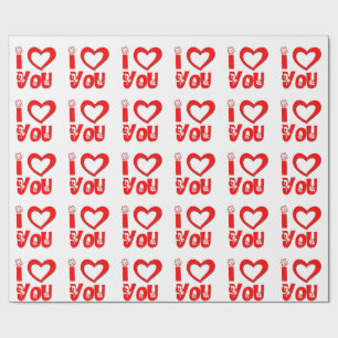 Papel de embrulho de presente Vermelho Eu Te Amo