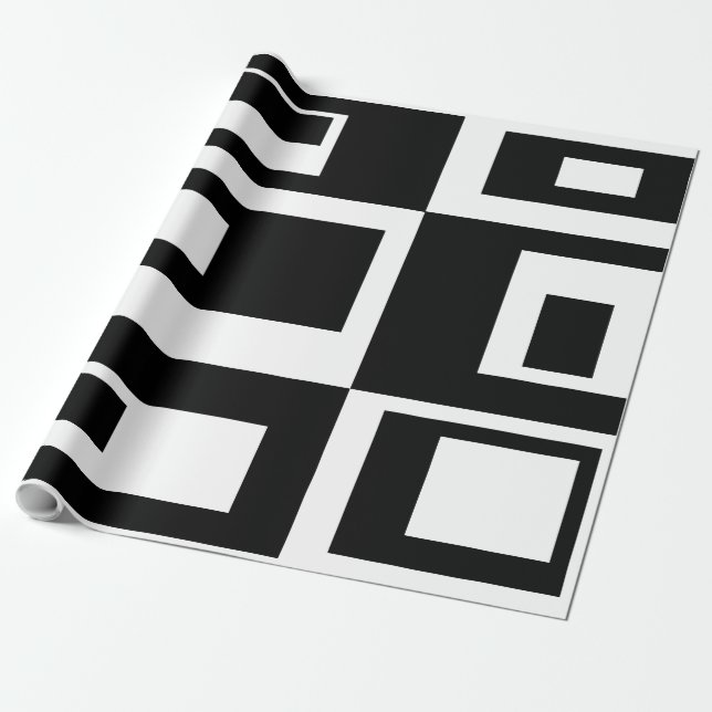 Papel de embrulho de quadrados abstratos preto e b (Desenrolado)