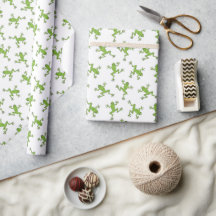 Papel de embrulho de rã verde, papel de presente d