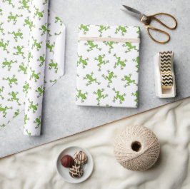 Papel de embrulho de rã verde, papel de presente d