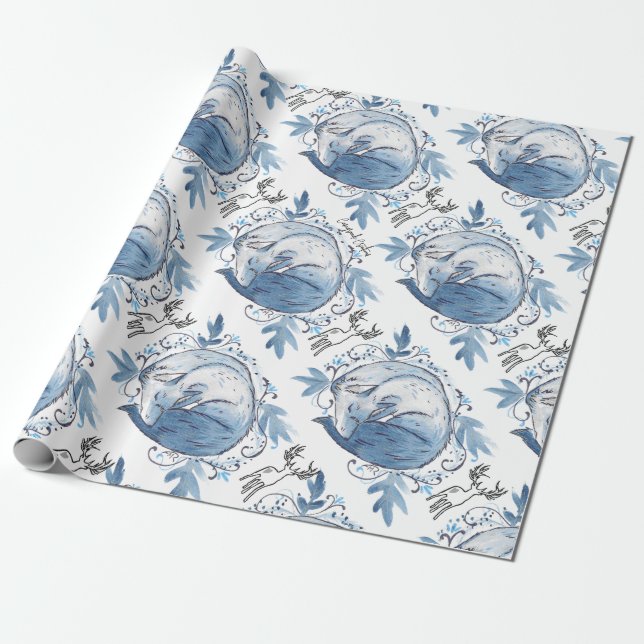 Papel de embrulho de raposa azul-inverno (Desenrolado)