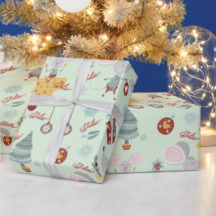 Papel de embrulho de rato de Natal fofo
