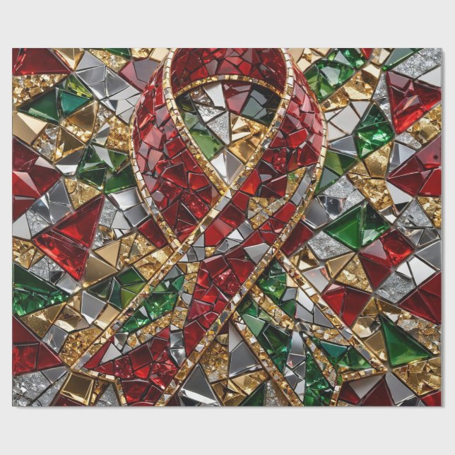 Papel de embrulho de rolo de mosaico de Natal 3D d (Aberto)