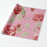 Papel de embrulho de rosa vermelha florescente de<br><div class="desc">Papel clássico de embrulho de impressão rosa vermelha de de cereja florescente. Esta bela coleção floral clássica será perfeita para uma celebração de jardim interior ou exterior para uma celebração de casamento, chá de panela, chá de fraldas ou estilo country. A coleção inteira é personalizável. Aproveite a sua celebração, animado!...</div>