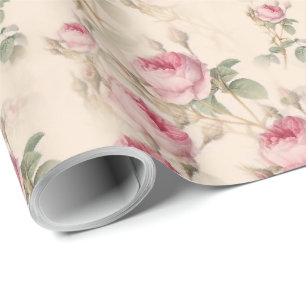 Papel de embrulho de rosas cor-de-rosa Papel de pr