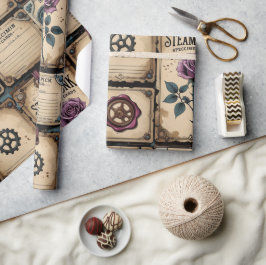 Papel de embrulho de rosas rústicas Steampunk