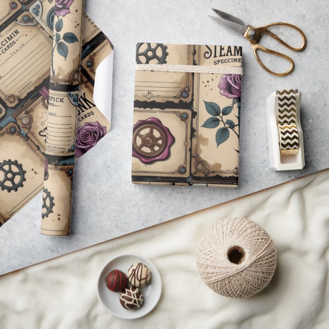 Papel de embrulho de rosas rústicas Steampunk (Artesanato)