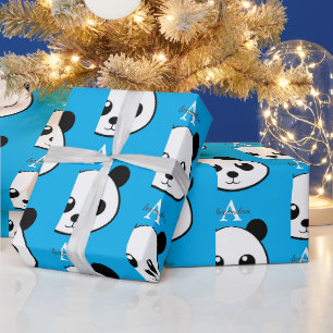 Papel de embrulho de rosto de panda sorridente – M