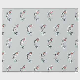 Papel de embrulho de salmão de arte popular minima