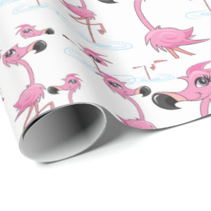 Papel de embrulho de Santa Hat, Flamingos, Rosa,