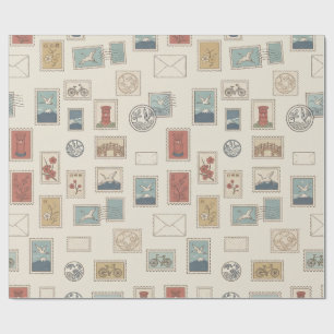 Papel de embrulho de selos postais japoneses vinta