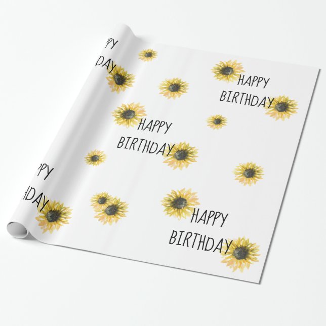 Papel de embrulho de Sunflower Happy Birthday (Desenrolado)