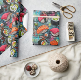 Papel de embrulho de sushi com grafite vibrante