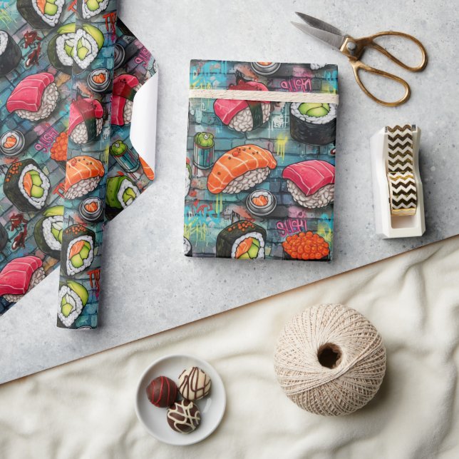 Papel de embrulho de sushi com grafite vibrante (Artesanato)